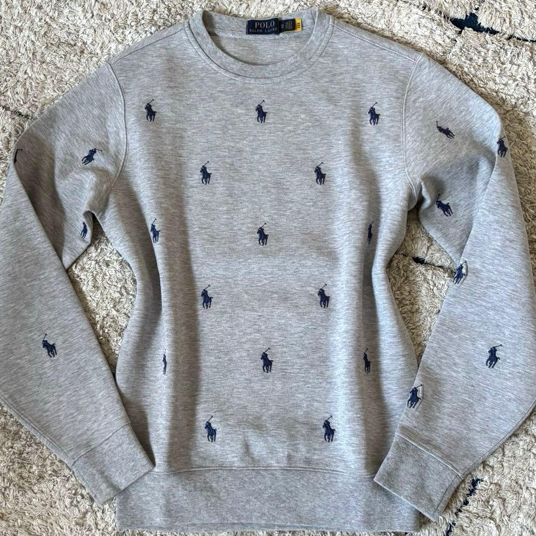【美品✨】ポロラルフローレン　パーカー　スウェット　ポニー刺繍　総柄　グレー
