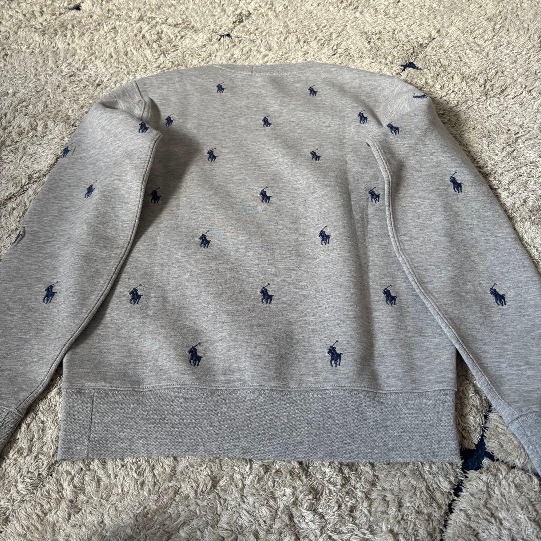 【美品✨】ポロラルフローレン　パーカー　スウェット　ポニー刺繍　総柄　グレー