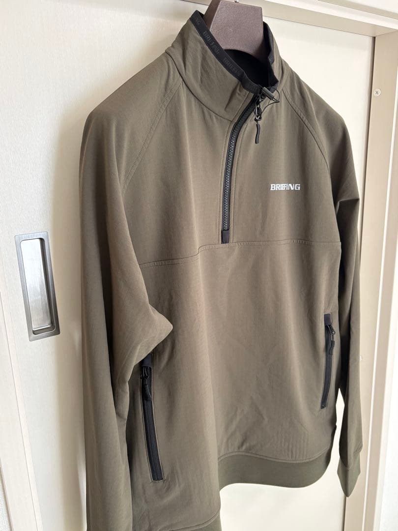 未使用)ブリーフィング ゴルフ メンズ フリースハーフジップ サイズL オリーブ