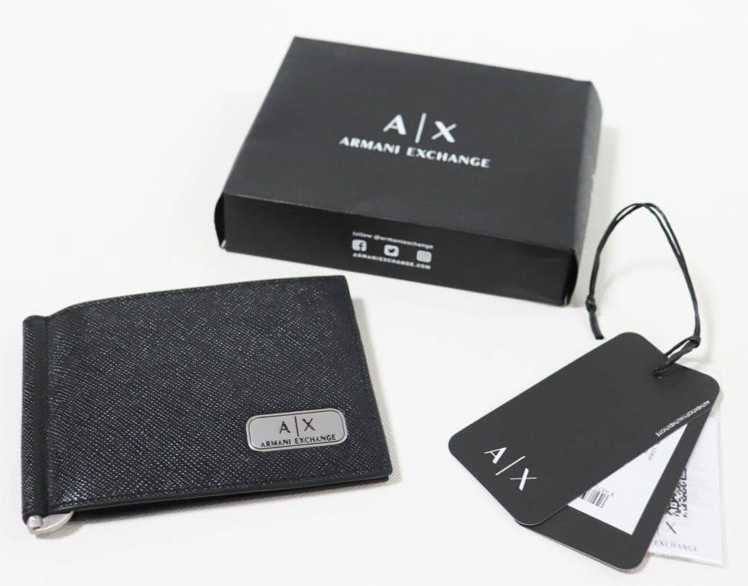 《アルマーニエクスチェンジ》箱付新品 レザーマネークリップ キャッシュレス