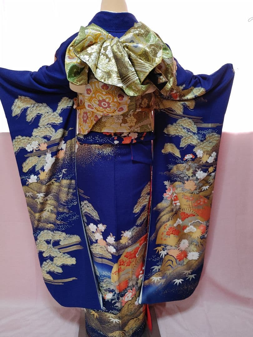 振袖　単品　青　金彩　成人式