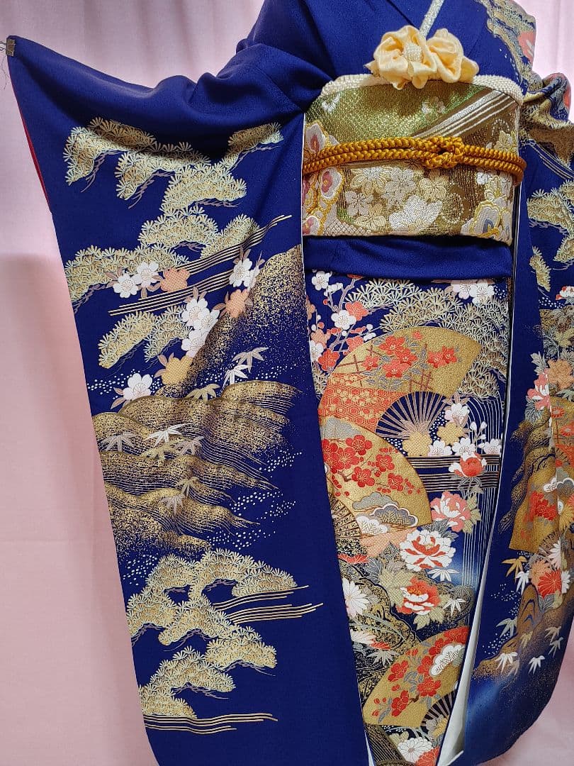 振袖　単品　青　金彩　成人式
