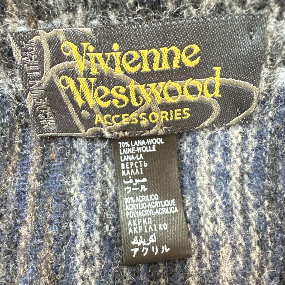 Vivienne Westwood orb チェックマフラー 青系 unisex