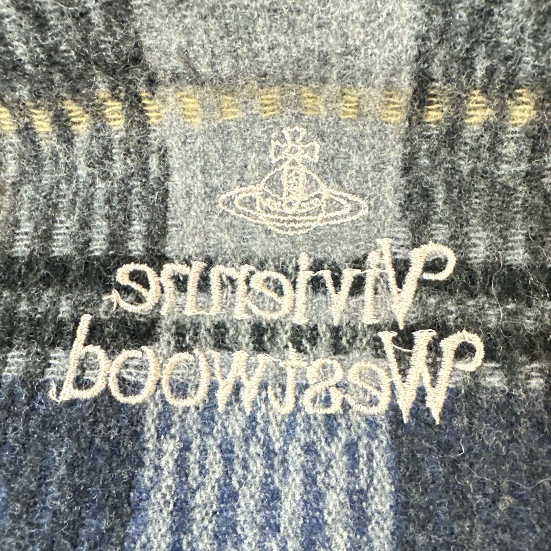 Vivienne Westwood orb チェックマフラー 青系 unisex