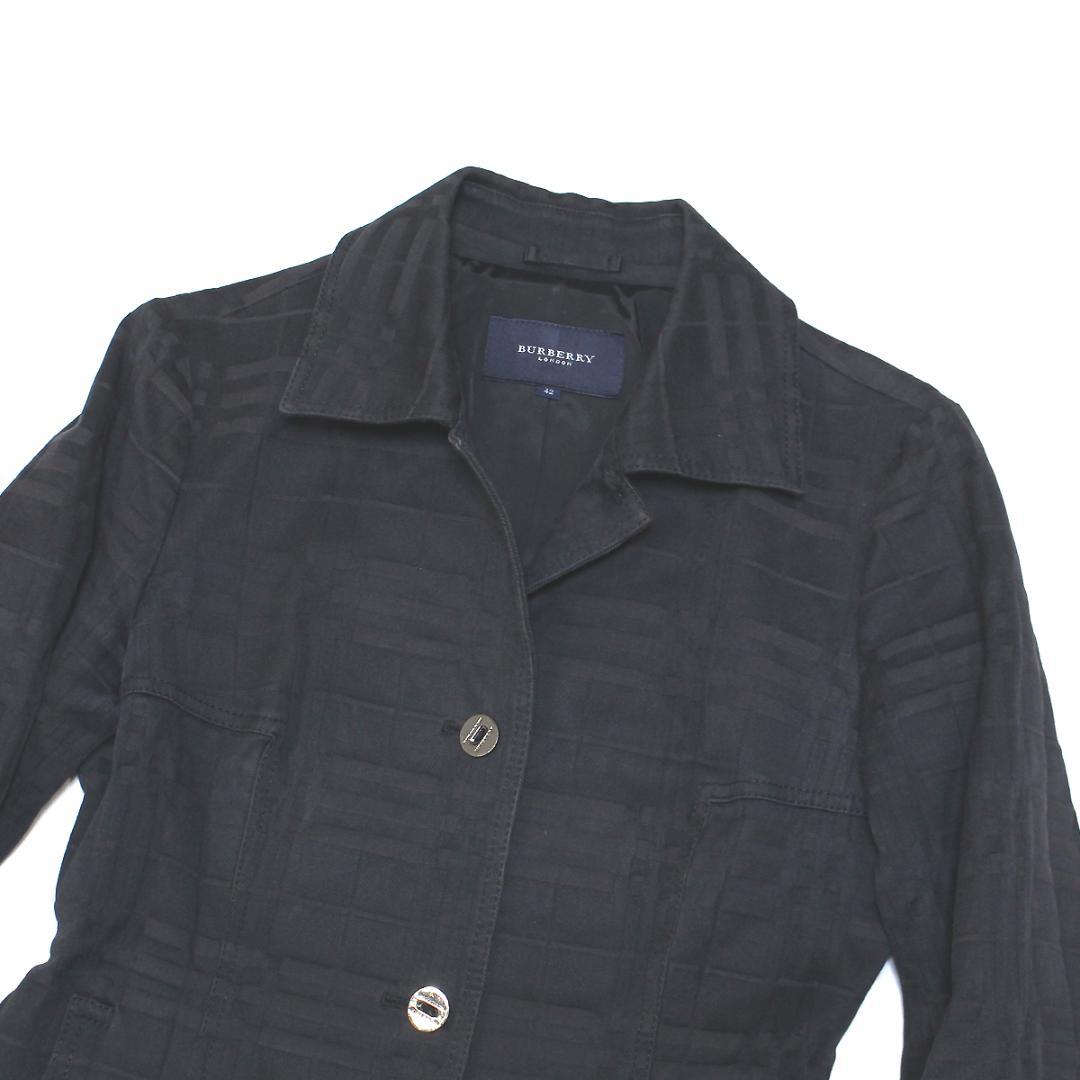 美品 バーバリーロンドン シャドーチェック デニム ジャケット 42 黒