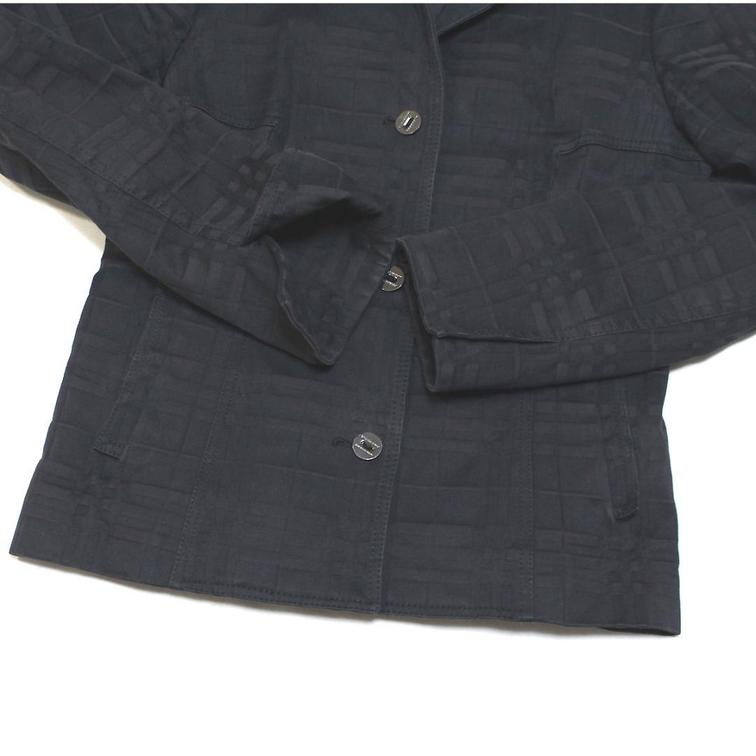 美品 バーバリーロンドン シャドーチェック デニム ジャケット 42 黒