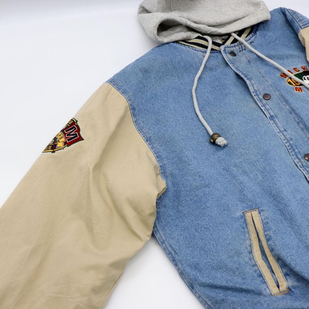 90s DISNEY ミッキーマウス 背中ビッグ刺繍 デニム スタジャン Y2K