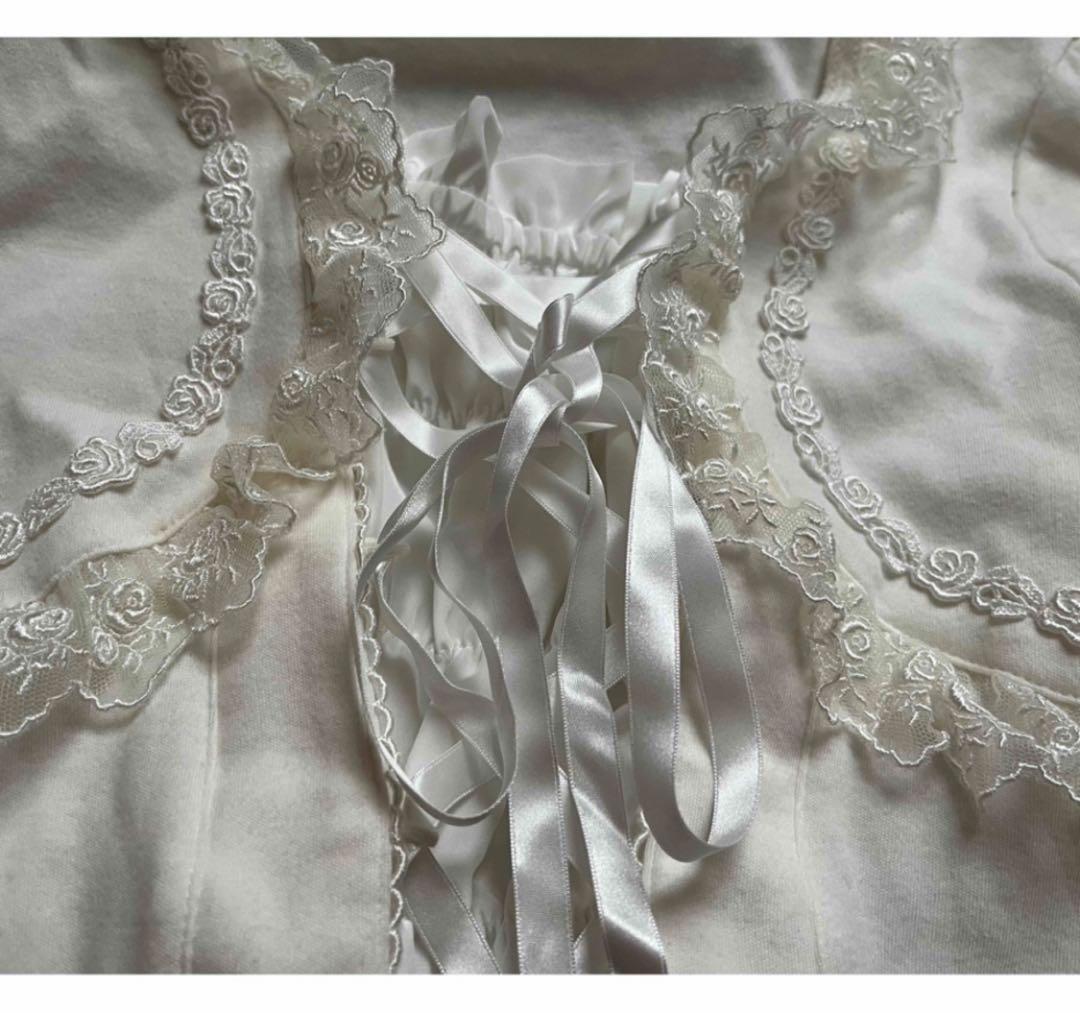 アンジェリックプリティ カットソー　姫袖　ホワイト　編み上げ　レース　未使用品