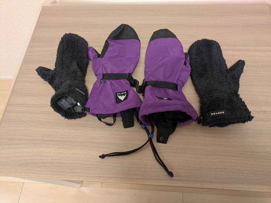 美品3時間使用バートンスノーボードグローブハイファイブミトンパープル紫