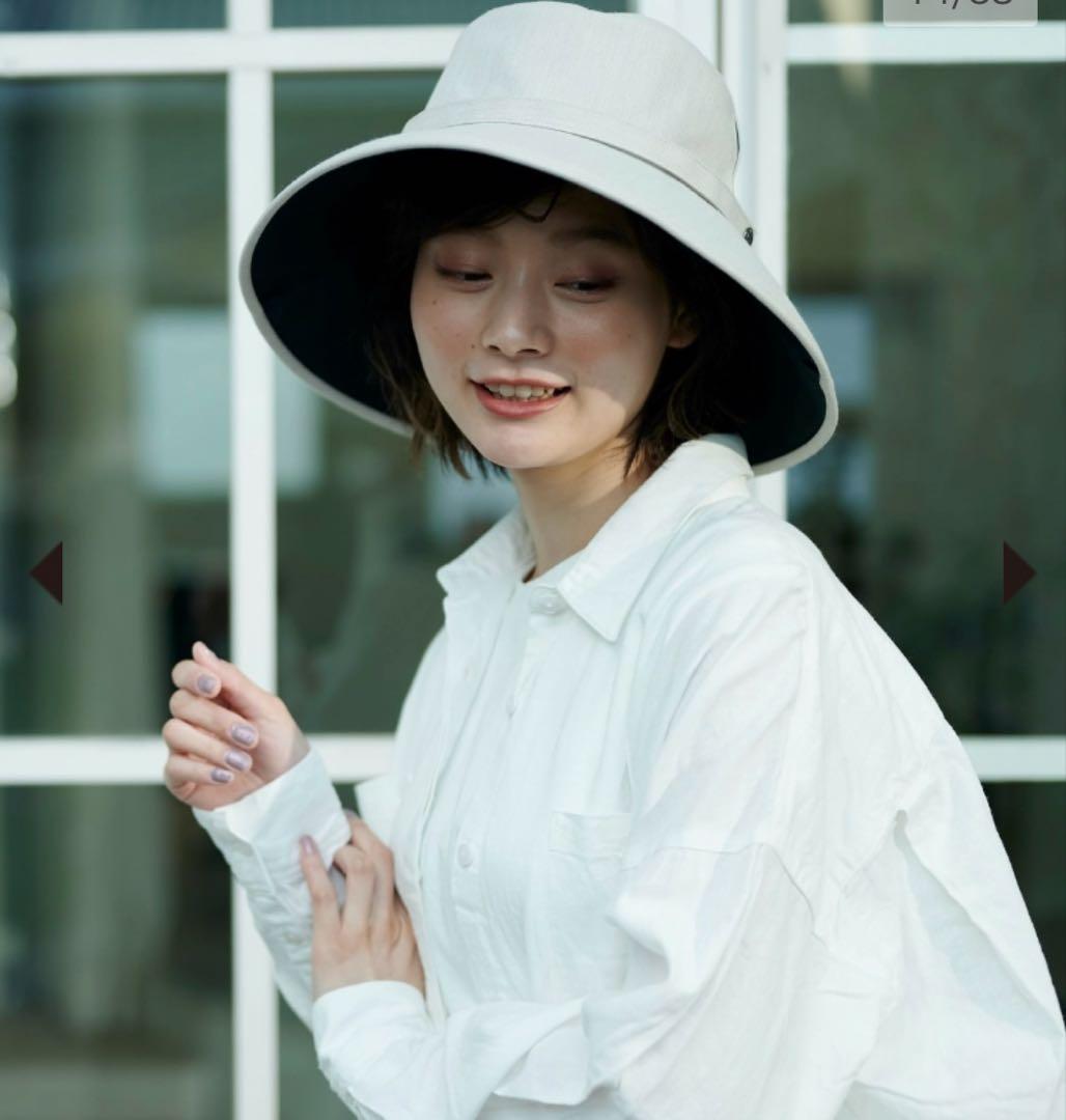 サンバリア100 ウィンドハット Ｍサイズ アイボリー ストラップ付き