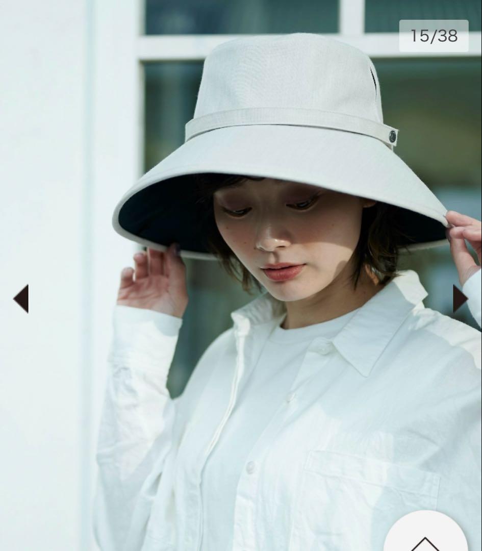 サンバリア100 ウィンドハット Ｍサイズ アイボリー ストラップ付き