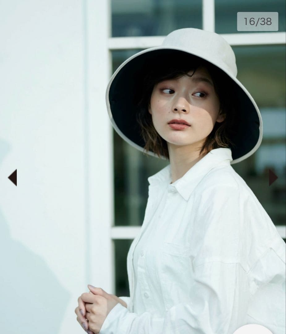 サンバリア100 ウィンドハット Ｍサイズ アイボリー ストラップ付き