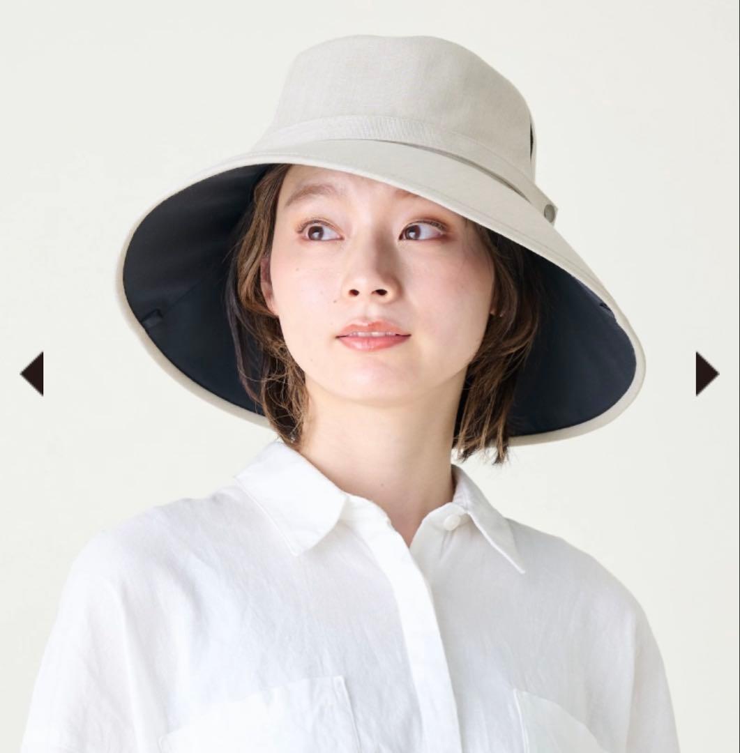 サンバリア100 ウィンドハット Ｍサイズ アイボリー ストラップ付き