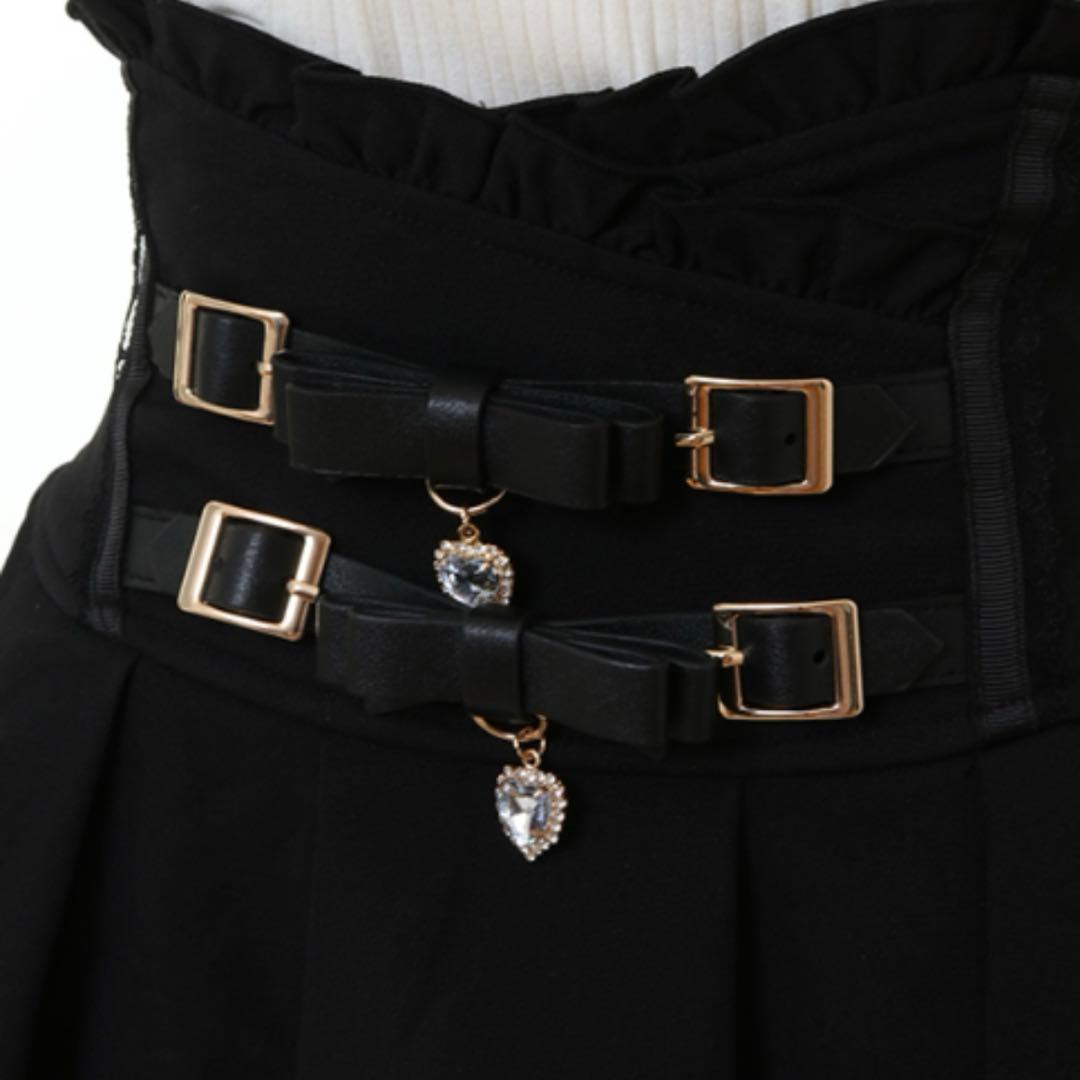 リズリサ LIZLISA 2連リボンベルトスカパン ブラック