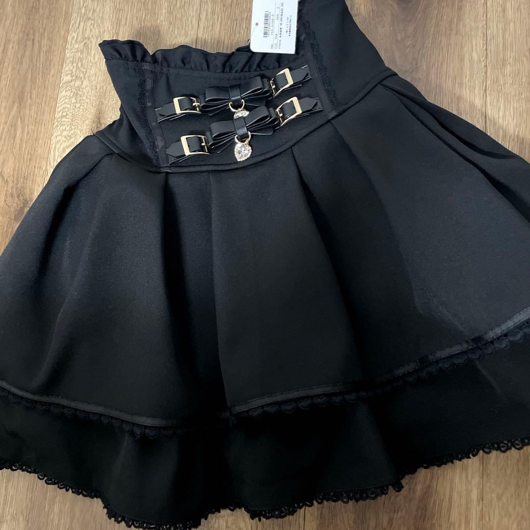 リズリサ LIZLISA 2連リボンベルトスカパン ブラック