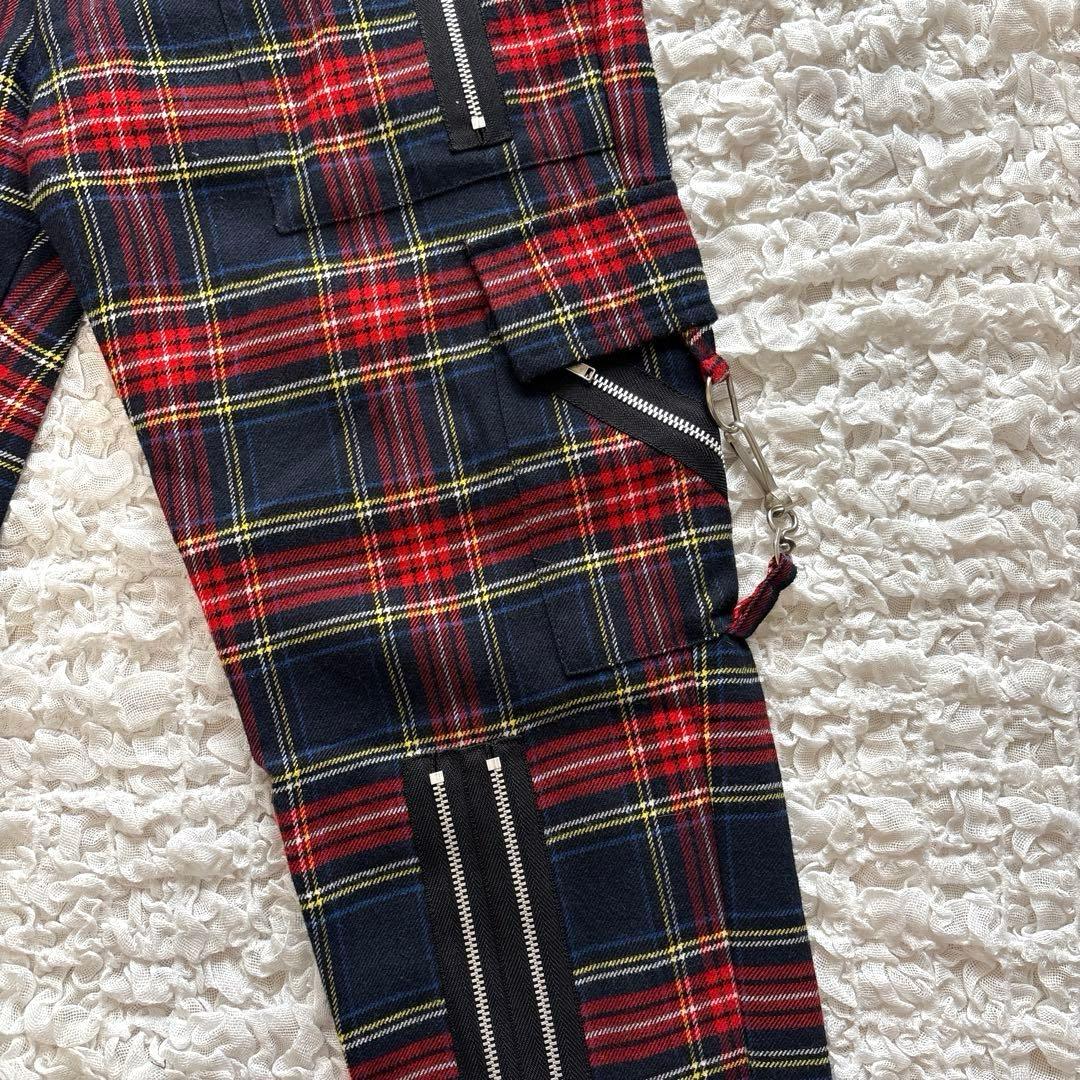 【美品】 666 ボンテージパンツ タータンチェック ジップ パンク 日本製