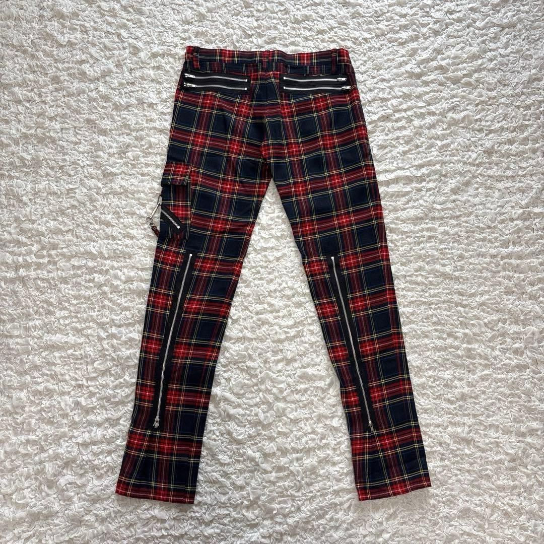 【美品】 666 ボンテージパンツ タータンチェック ジップ パンク 日本製