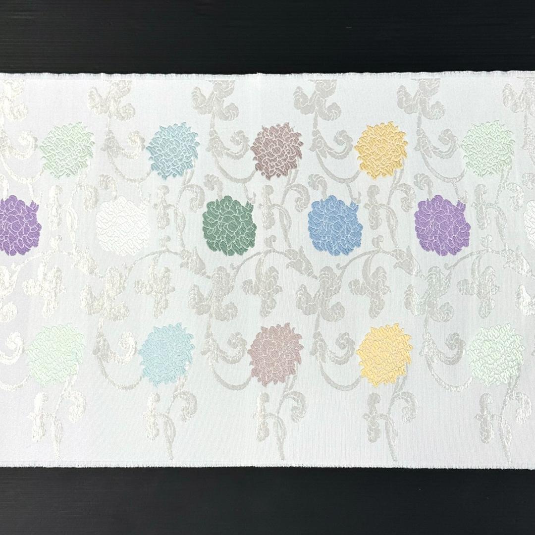 訳あり　名古屋帯　西陣織　花唐草　お仕立て込み