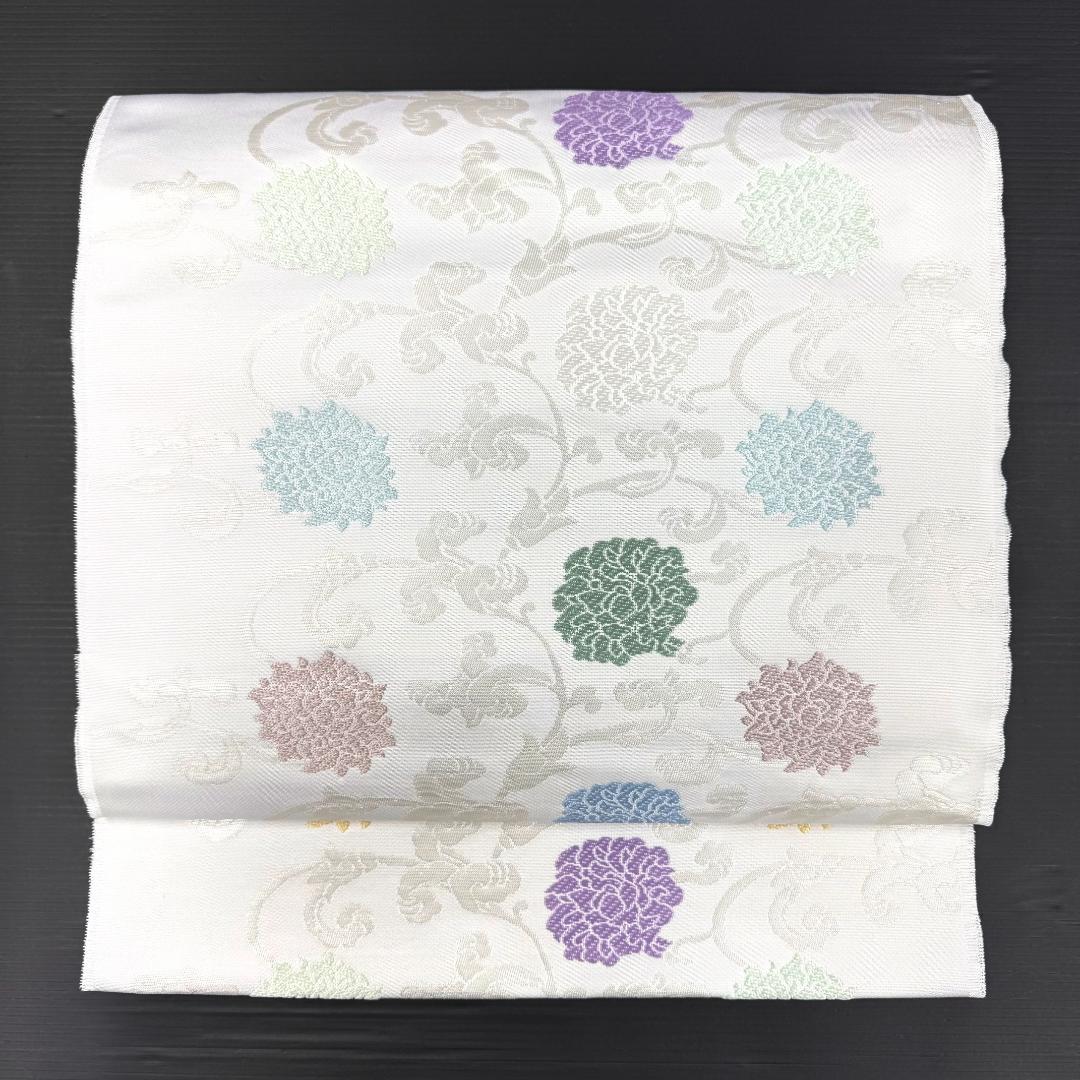 訳あり　名古屋帯　西陣織　花唐草　お仕立て込み