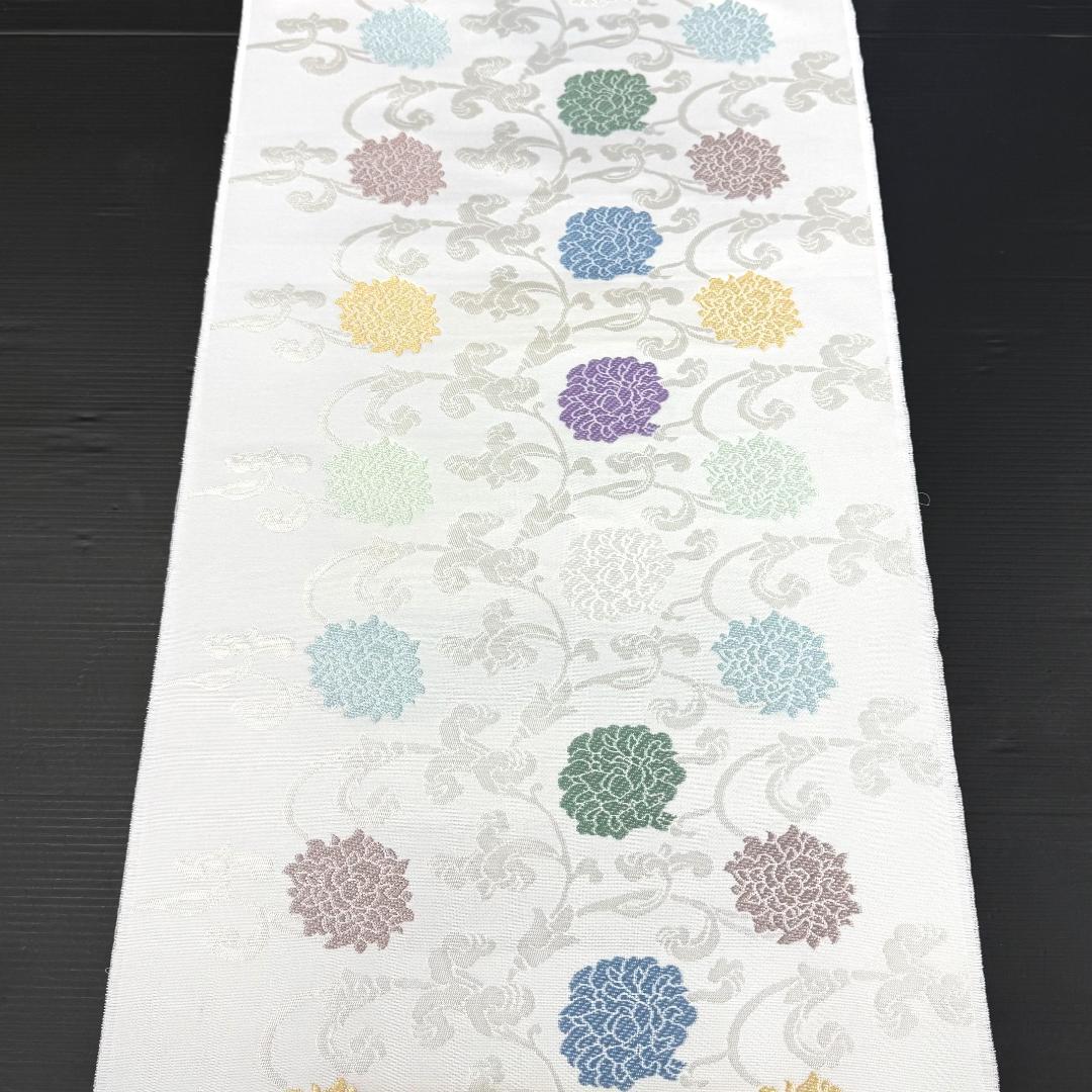 訳あり　名古屋帯　西陣織　花唐草　お仕立て込み