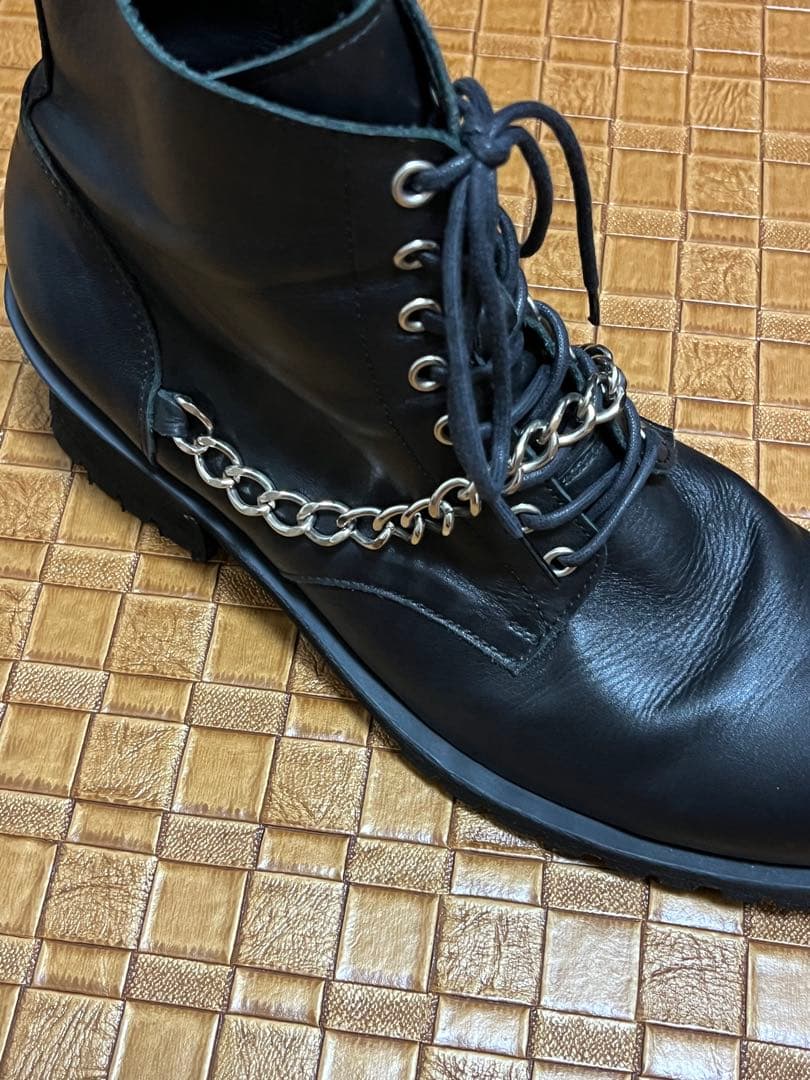 シヴァーライズ　レザーヒールブーツ　/42　ブラック　本革　チェーン装飾　ジップ