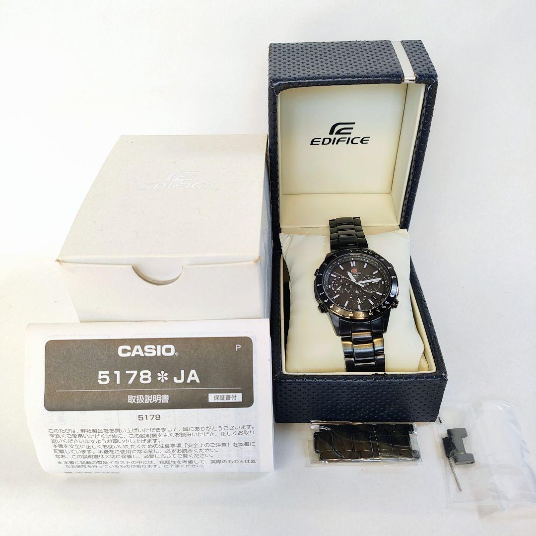 CASIO EDIFICEクロノグラフソーラー電波腕時計ブラック備品付き