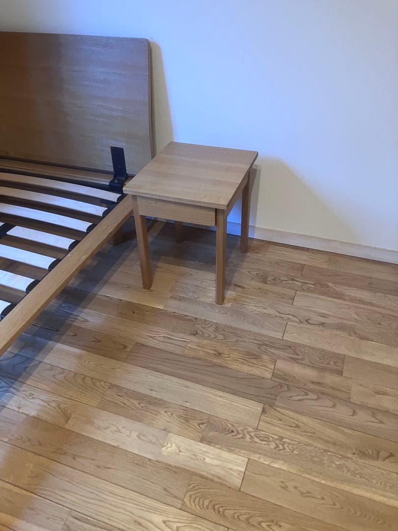 2月中直接引取り限定 無印良品 タモ材シングルベッドヘッドボード付 サイドボード