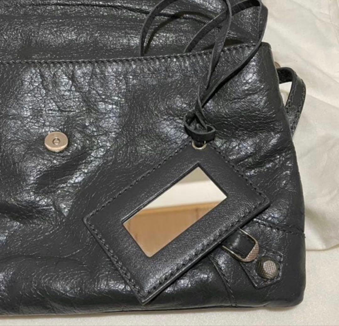 BALENCIAGA グレー レザー ショルダー バッグ