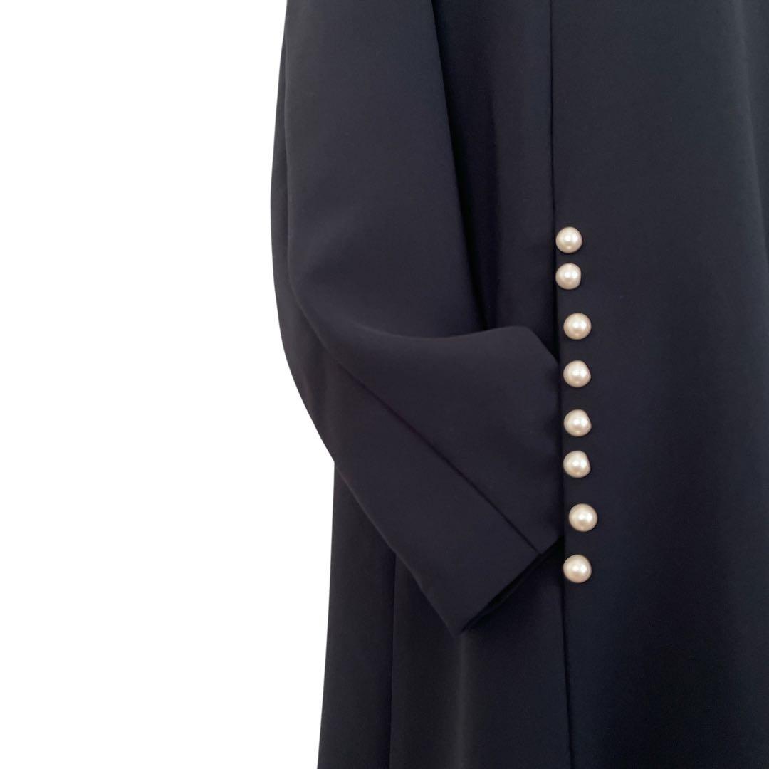 組曲 WEB限定コンフォータブルドレープ ワンピースAライン 紺 パール M