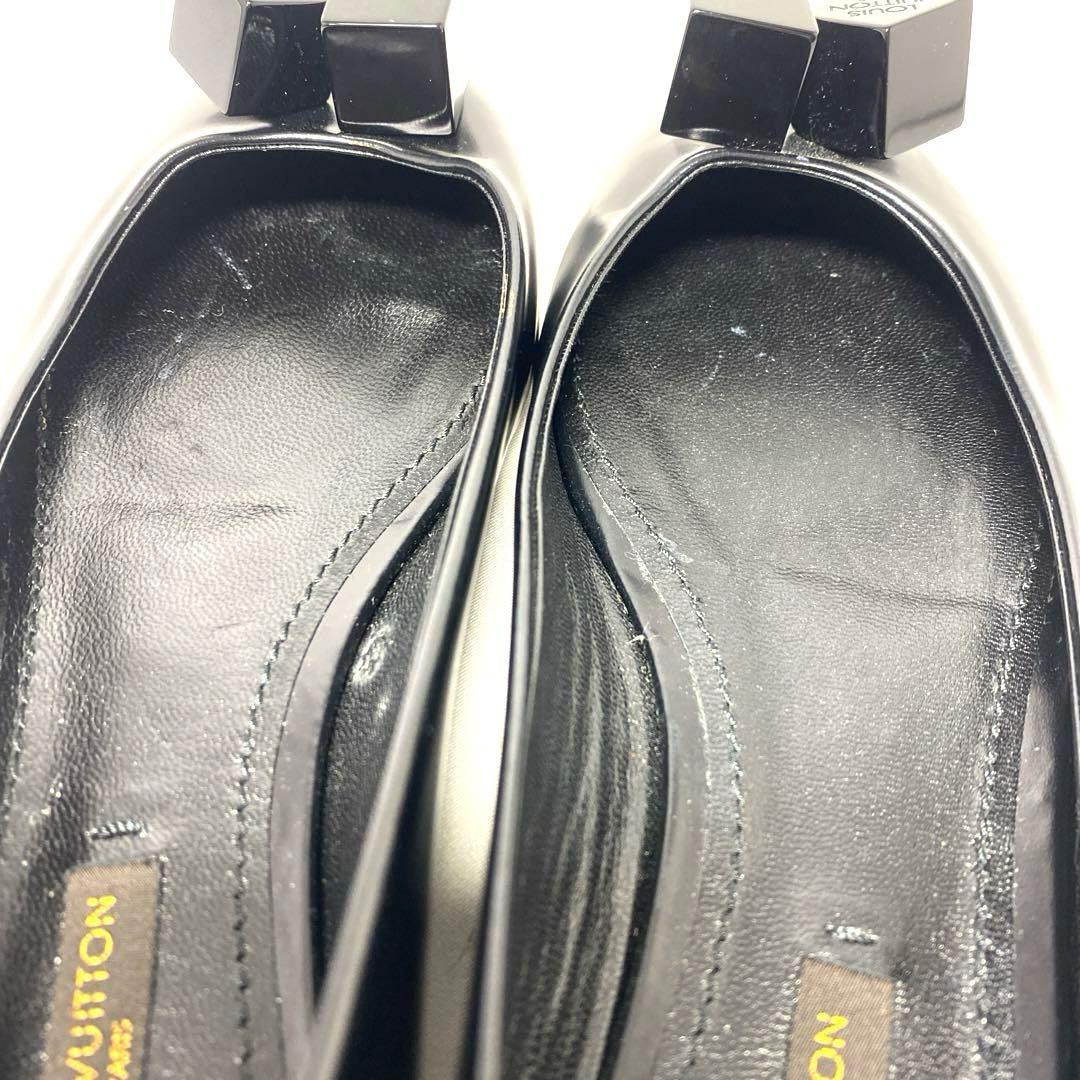 試着程度ルイヴィトン　サイズ表記「35」22.5 ブラックレザー　バレエシューズ