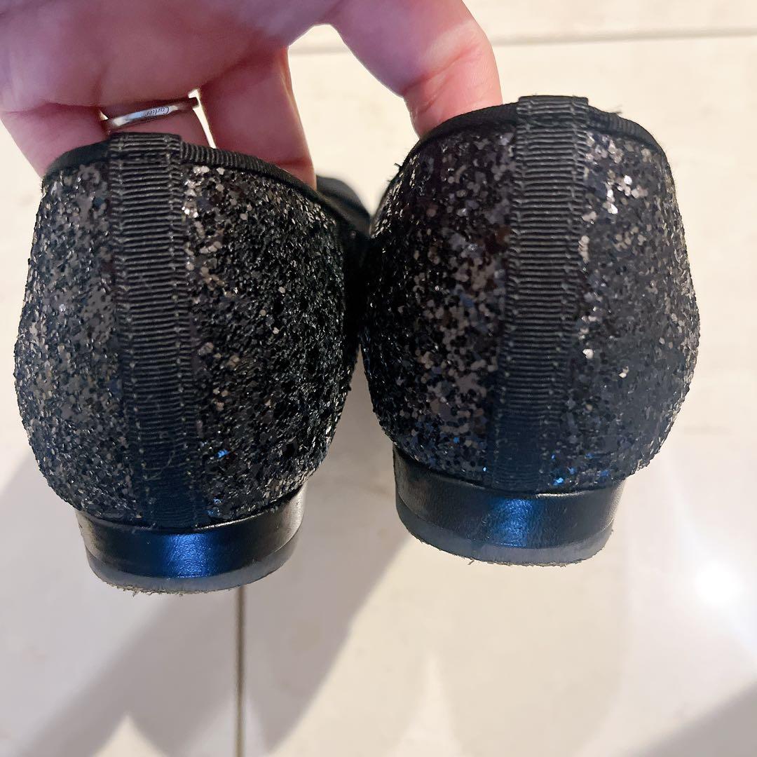 ほぼ新品! Diana グログランリボンのオペラシューズ　グリッター