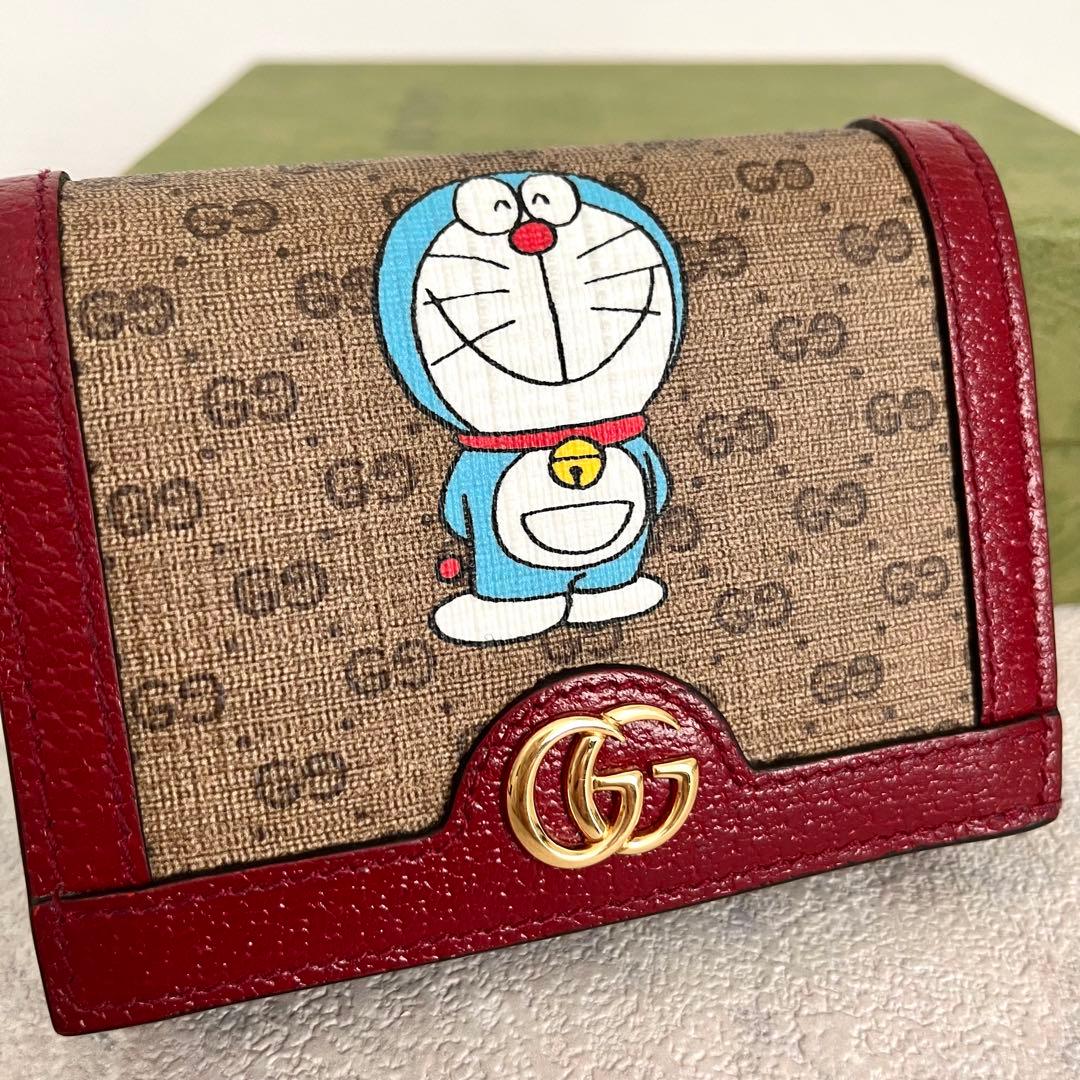 極美品✨GUCCI ドラえもん コラボ インターロッキング 二つ折り財布 PVC