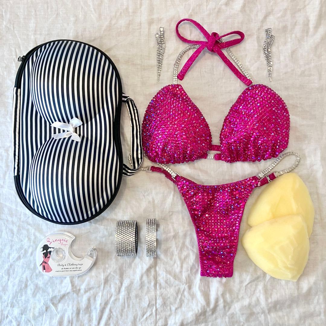 【ymk】FWJビキニセット 初出場向け 大人ピンク＋アクセ付（パッド・ケ