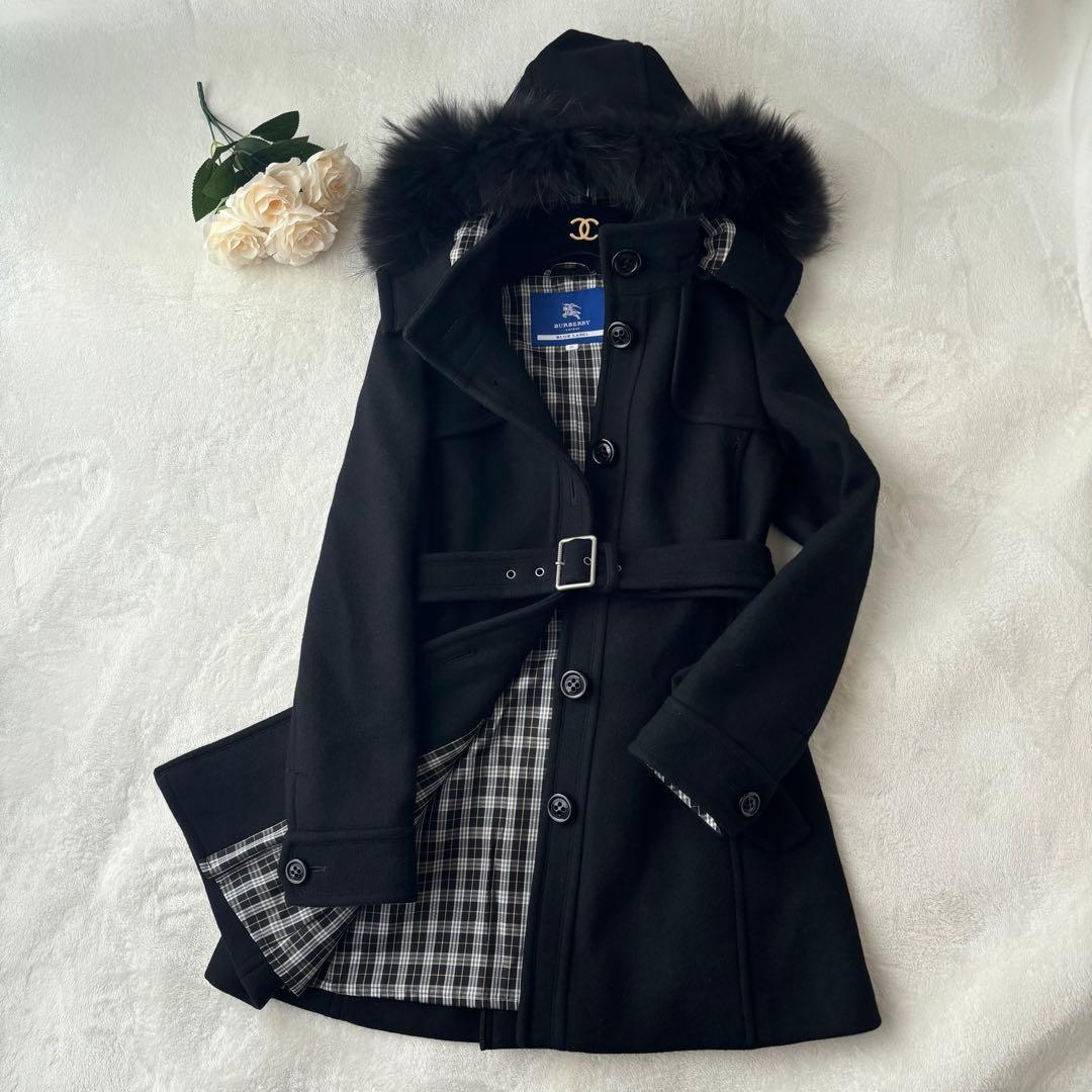 【専用】バーバリーブルーレーベル アンゴラウールコート ラクーンファー フード