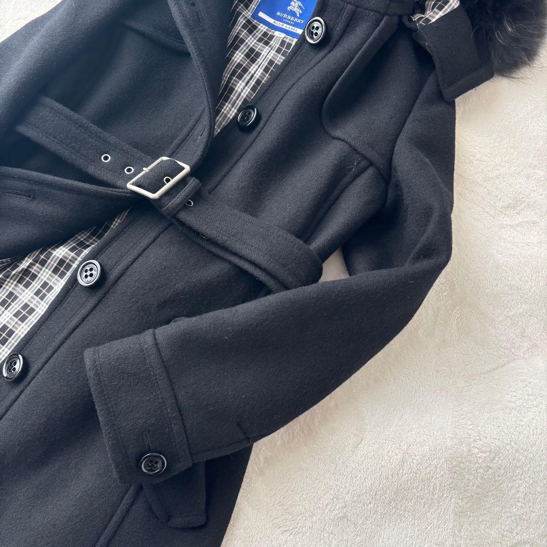 【専用】バーバリーブルーレーベル アンゴラウールコート ラクーンファー フード