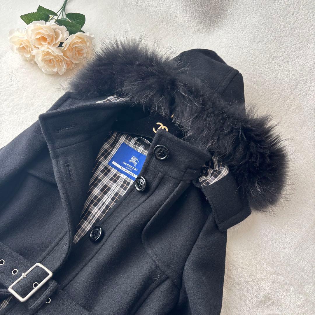 【専用】バーバリーブルーレーベル アンゴラウールコート ラクーンファー フード