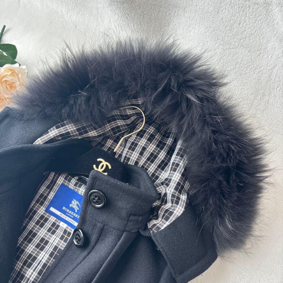 【専用】バーバリーブルーレーベル アンゴラウールコート ラクーンファー フード