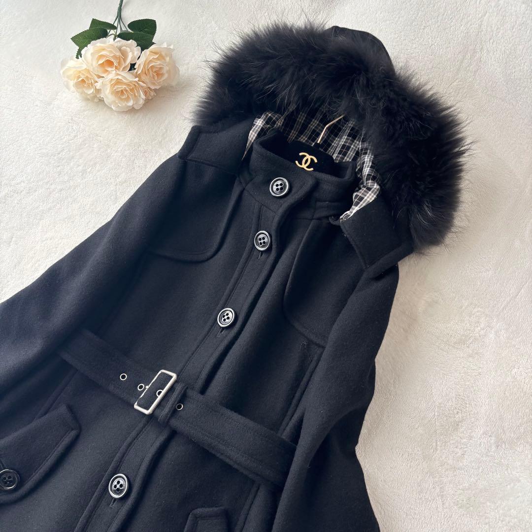 【専用】バーバリーブルーレーベル アンゴラウールコート ラクーンファー フード