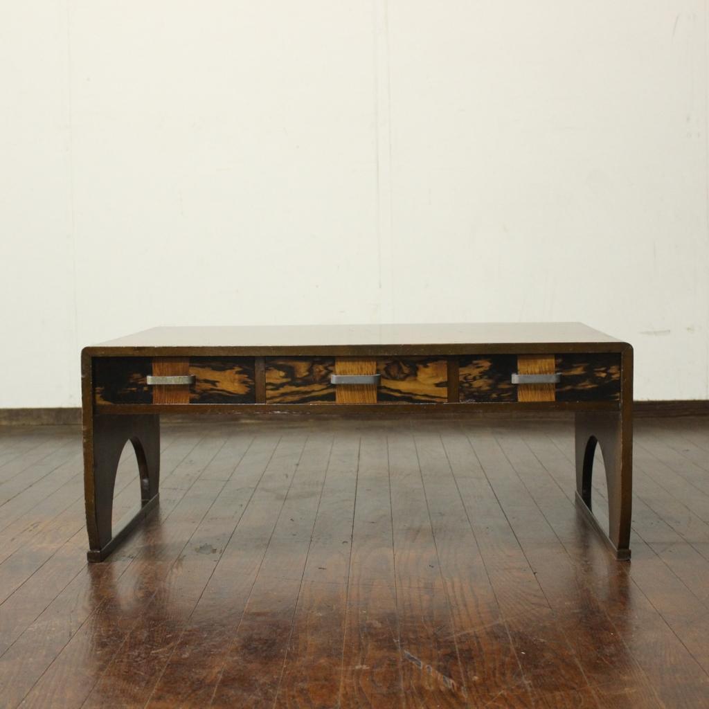 古い文机！抽斗3杯！和時代物テーブルローボードテレビ台古民家古家具作業台黒柿模様