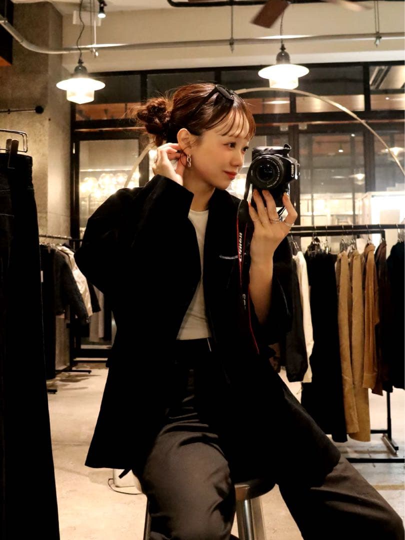 【今季】LA PEAU DE GEM エコスエードカバーオール ブラック