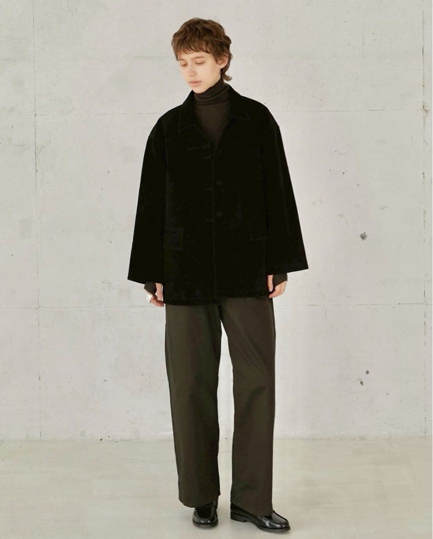 【今季】LA PEAU DE GEM エコスエードカバーオール ブラック