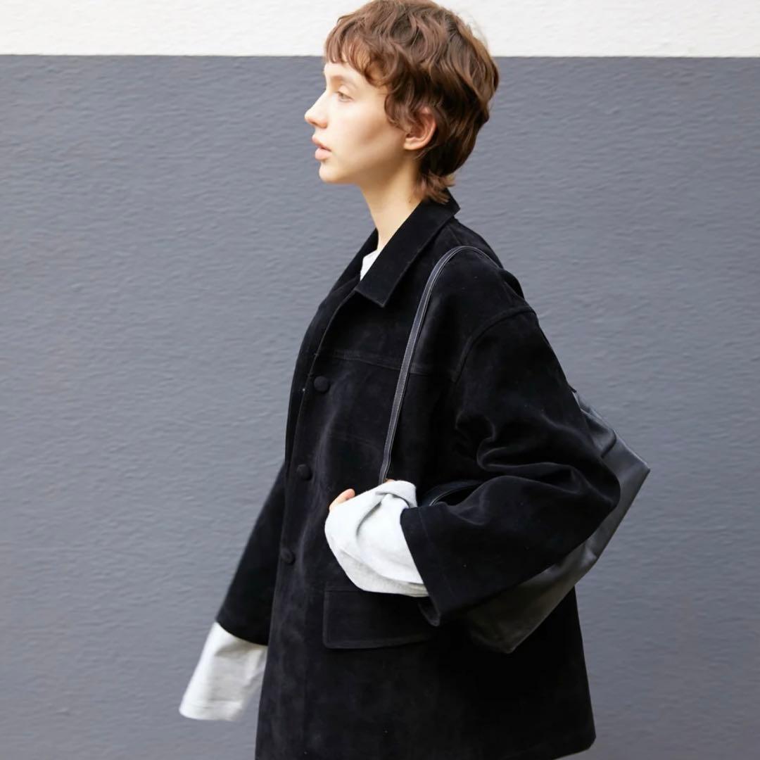 【今季】LA PEAU DE GEM エコスエードカバーオール ブラック