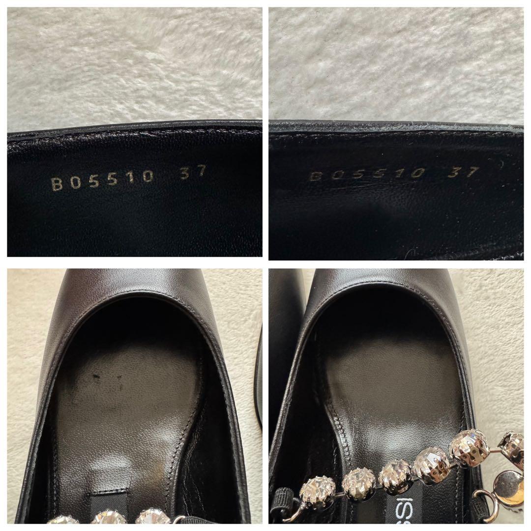 未使用品　sergio rossi ビジュー付きフラット 37 黒 クリスマス