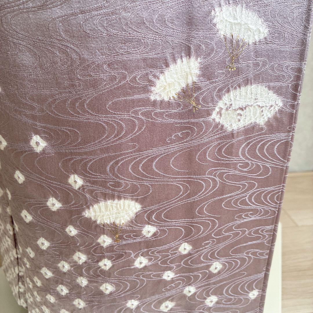 付け下げ　フルセット　着物　トールサイズ　正絹　絞り　訪問着　三越誂　紫　G10