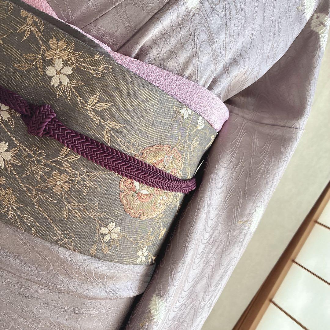 付け下げ　フルセット　着物　トールサイズ　正絹　絞り　訪問着　三越誂　紫　G10