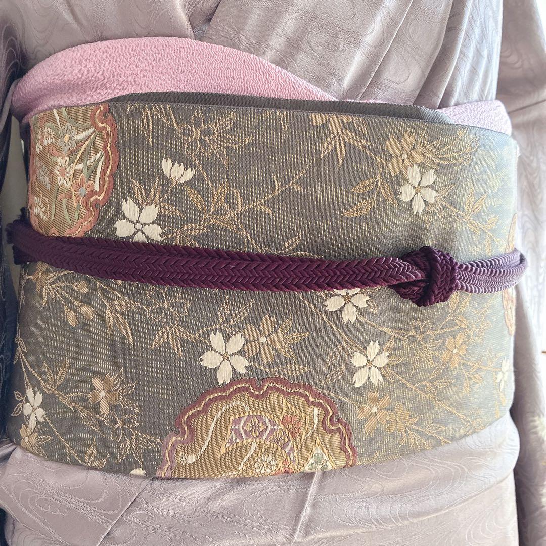 付け下げ　フルセット　着物　トールサイズ　正絹　絞り　訪問着　三越誂　紫　G10