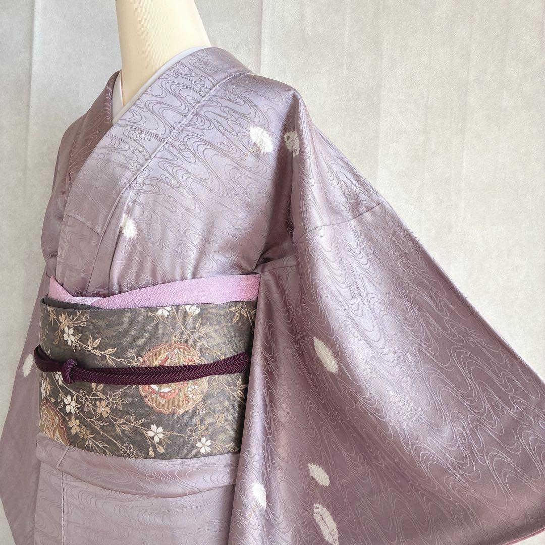 付け下げ　フルセット　着物　トールサイズ　正絹　絞り　訪問着　三越誂　紫　G10