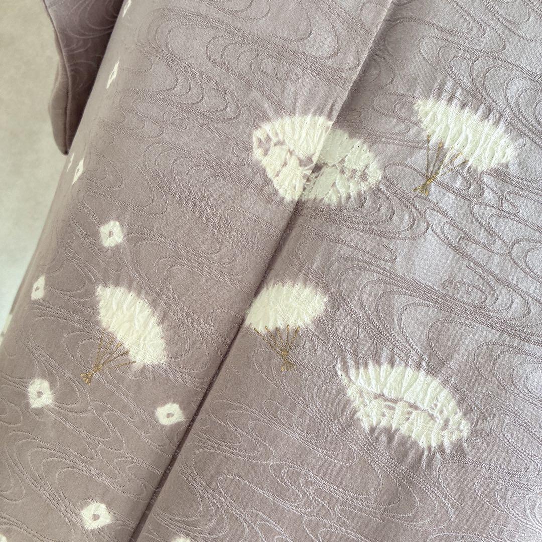 付け下げ　フルセット　着物　トールサイズ　正絹　絞り　訪問着　三越誂　紫　G10