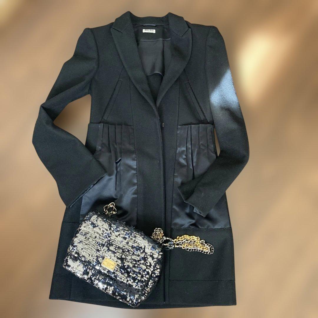 miumiu ミュウミュウ黒タキシードウールコート38 20万