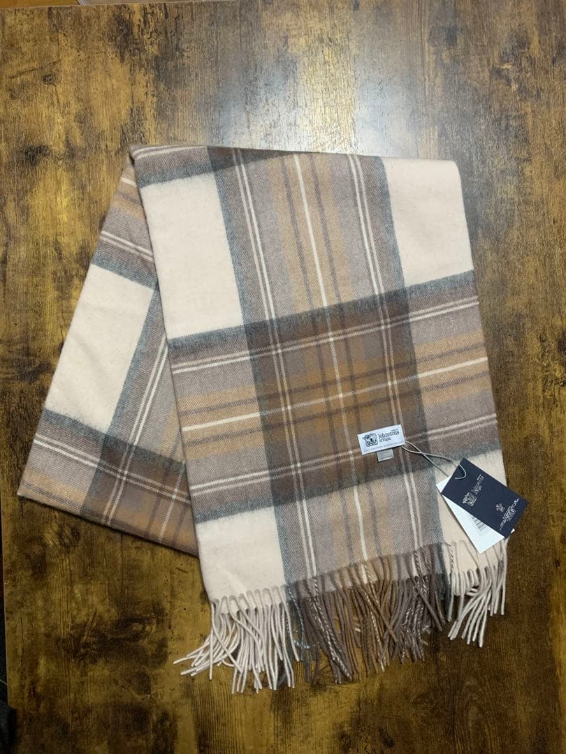 し*ま様 ジョンストンズストール大判　カシミア　ナチュラルスチュワート